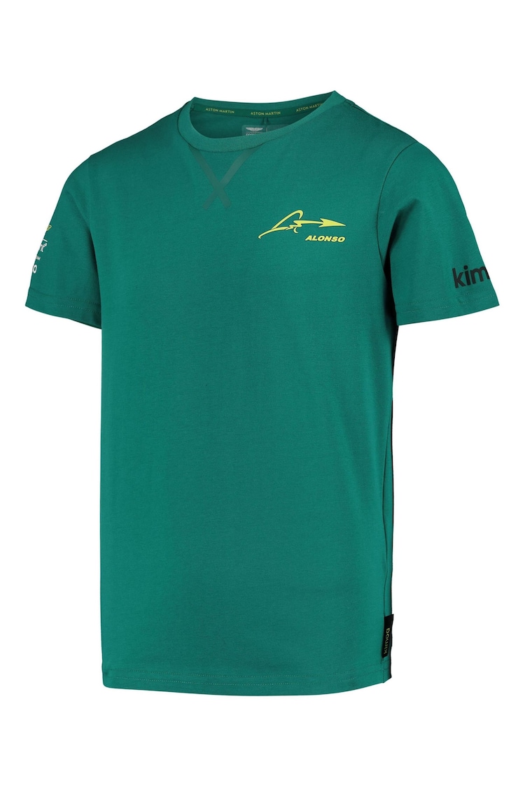 Aston Martin Kids Green 100% Cotton Aramco Cognizant F1 Fernando Alonso T-Shirt - Image 2 of 3