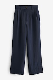 Navy Blue Elasticated Back Wide Leg Trousers - Image 6 of 7