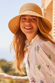 Joules Albany Natural Straw Cloche Hat - Image 1 of 5