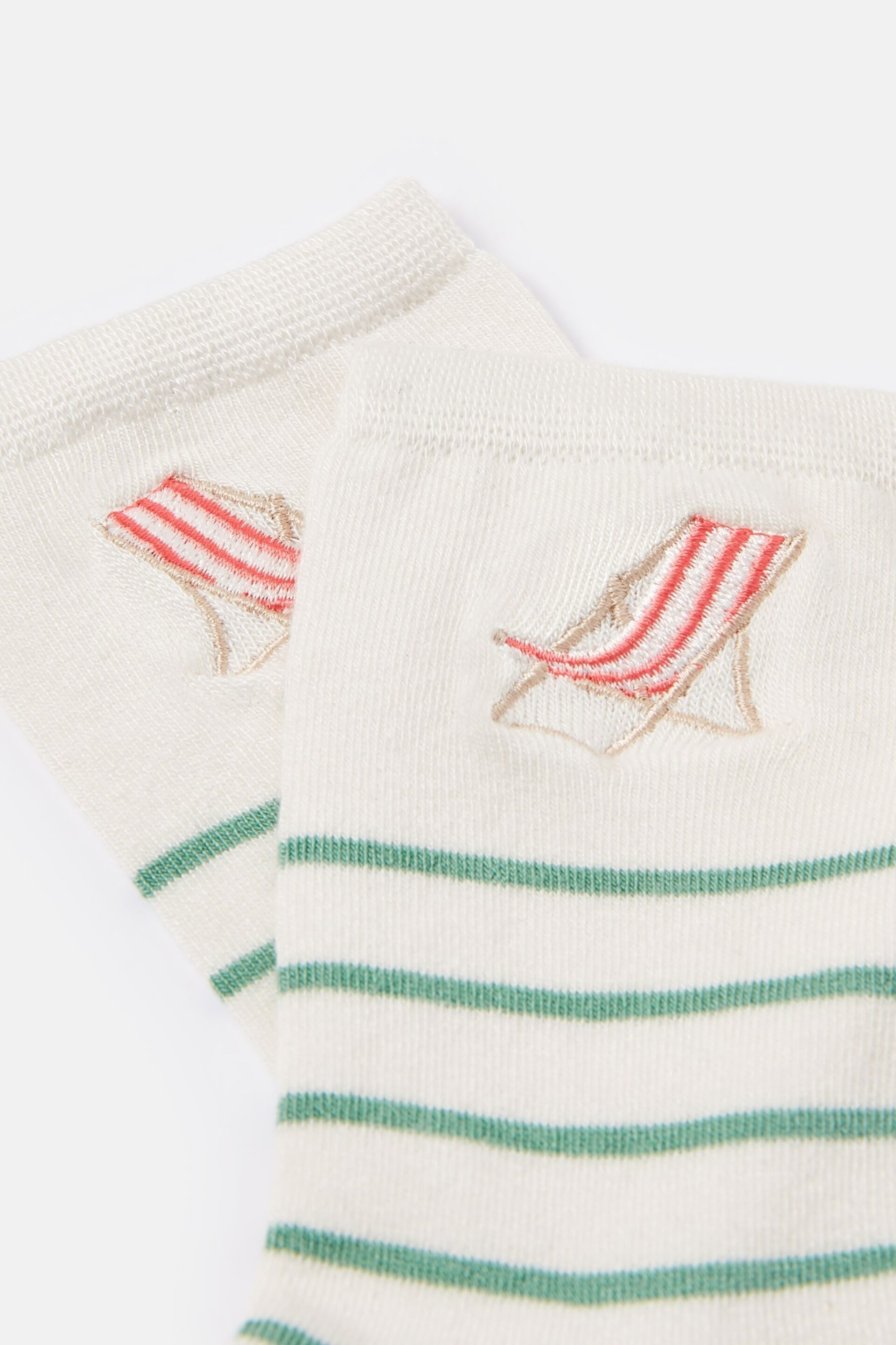 Joules Embroidered Green/White Ankle Socks - Image 3 of 3