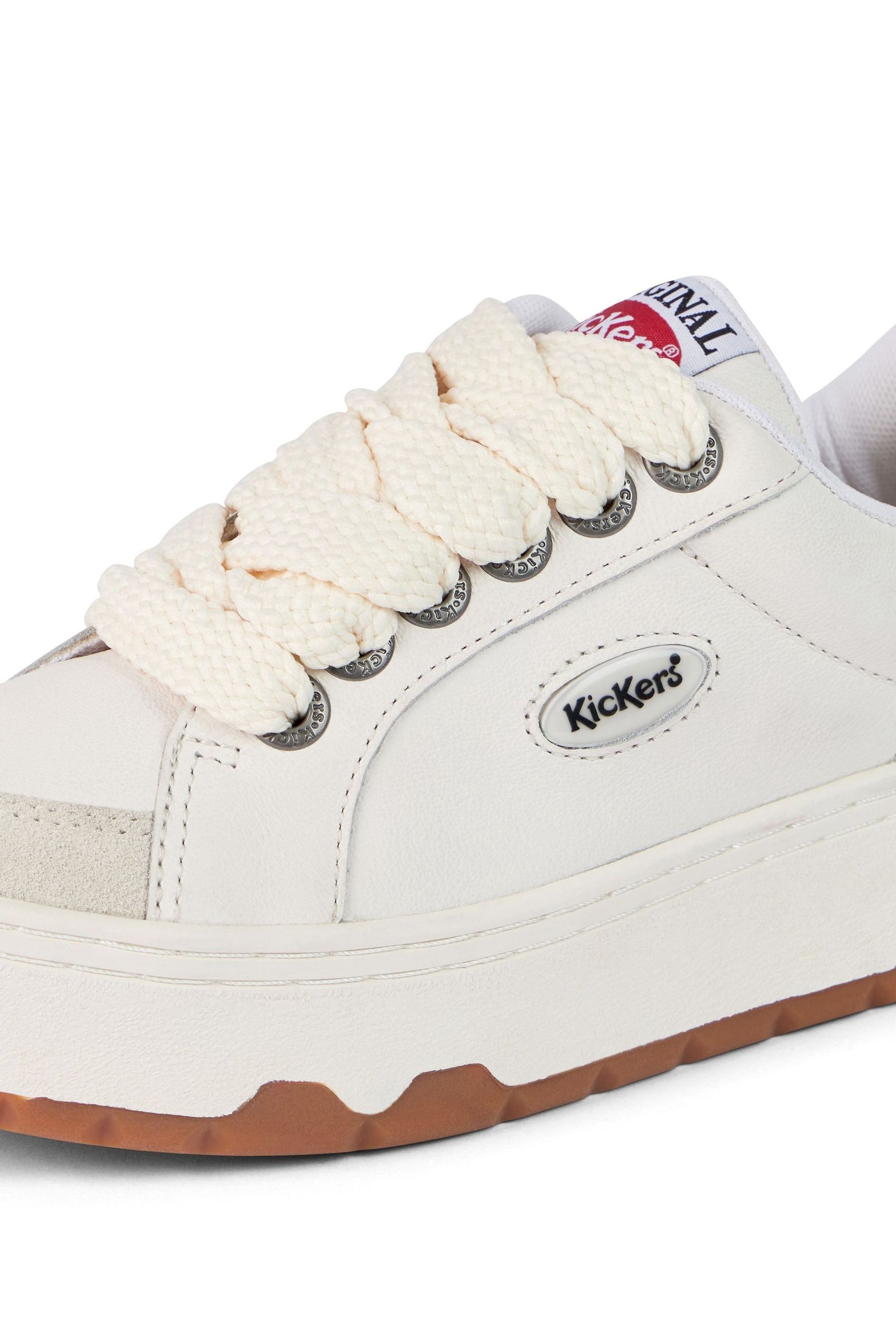Buy Kickers White 70 Lo Leather Trainers from Next Luxembourg