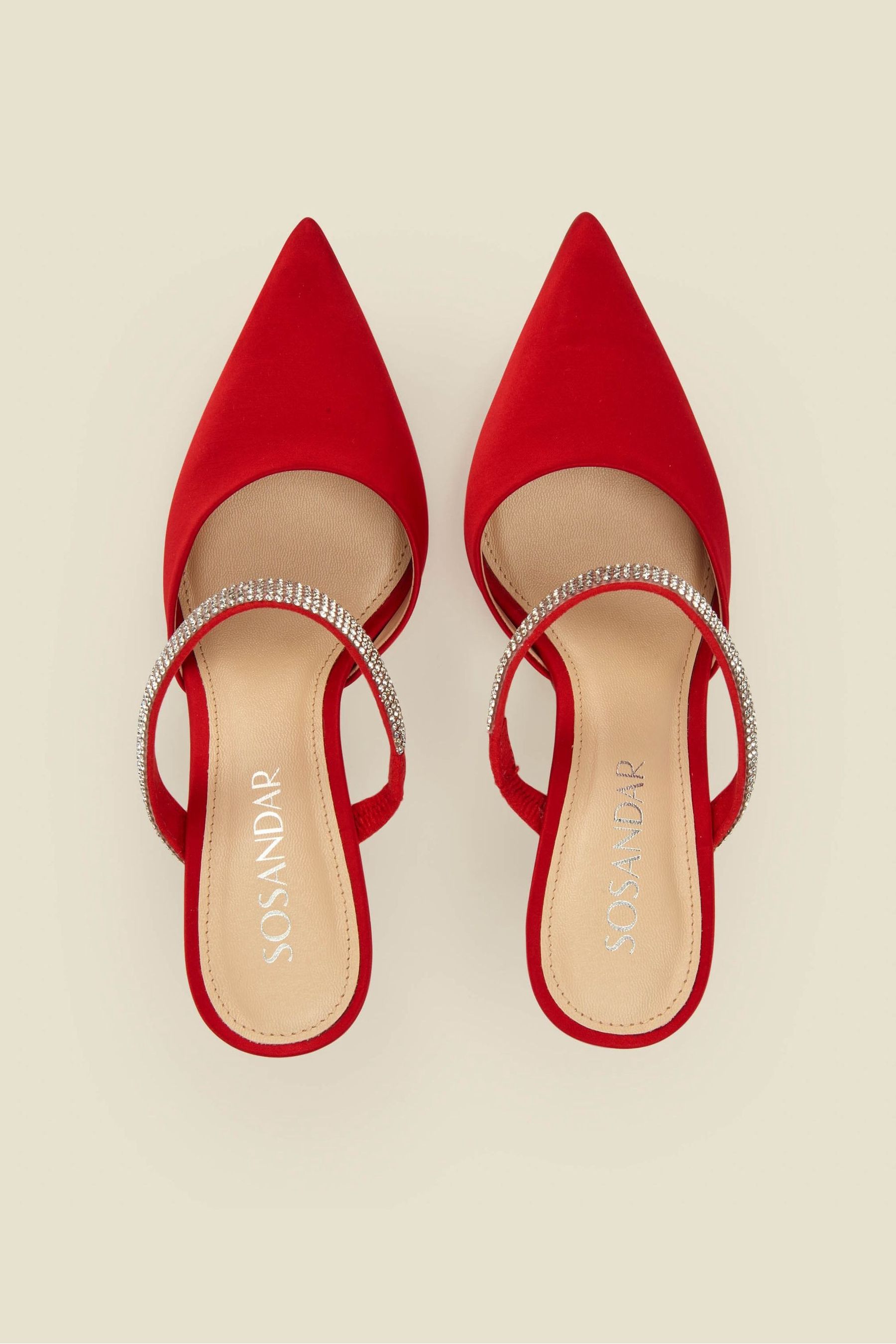 Red satin mules hotsell