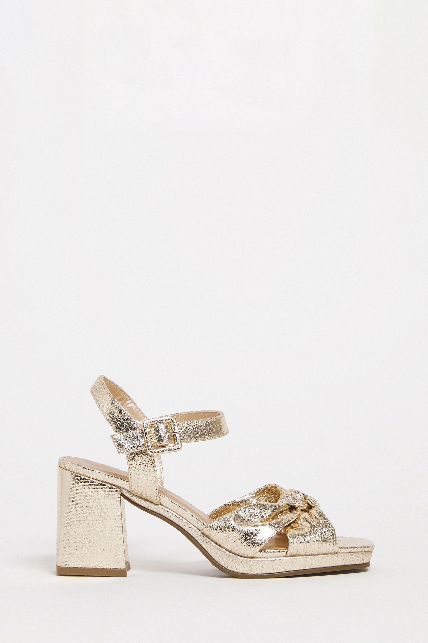 Buy JD Williams Gold Knotted Vamp Wedge Sandals In Wide Fit from Next Ireland