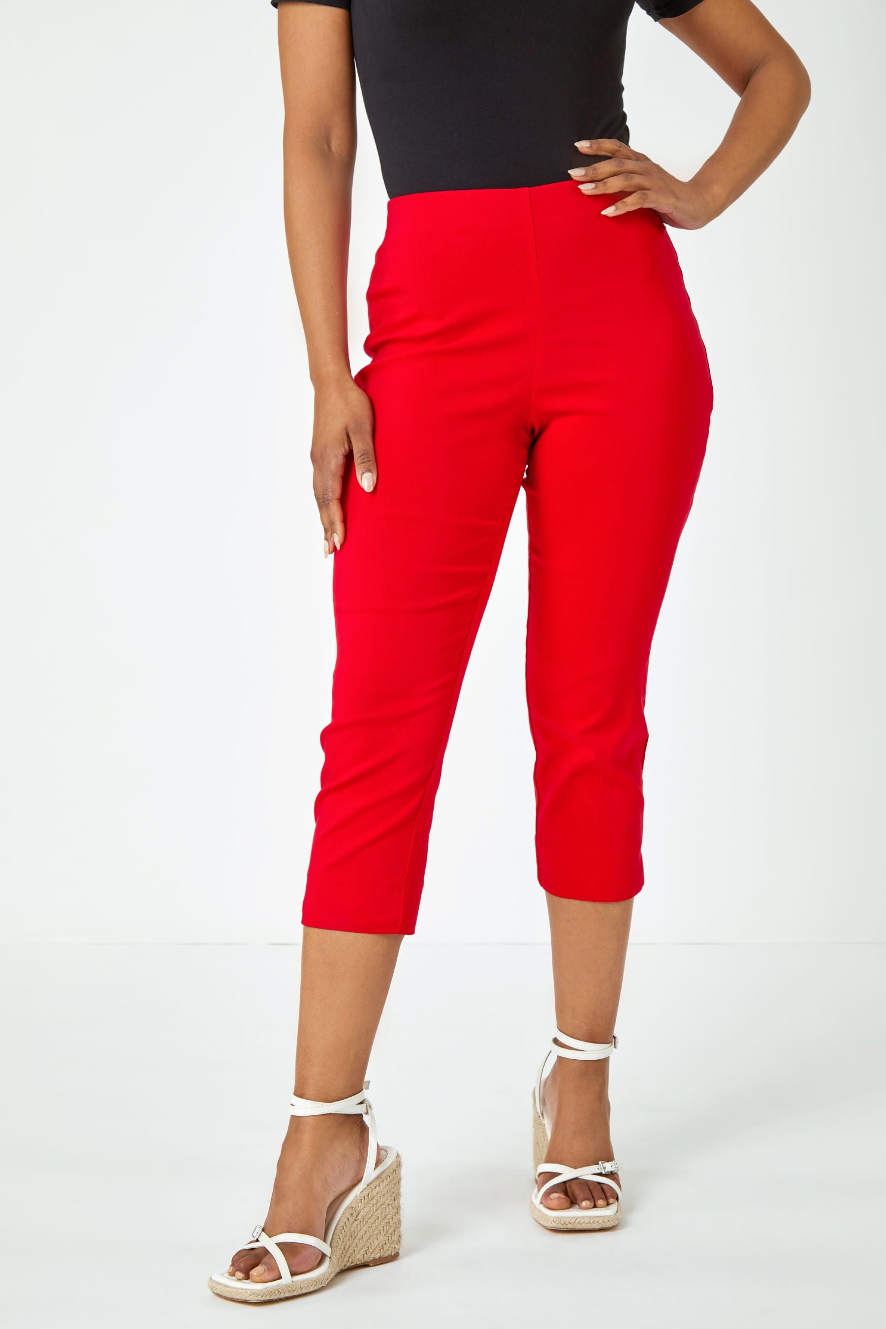 Buy Roman Red Petite Cropped Stretch Capri Trousers from the Next UK online shop