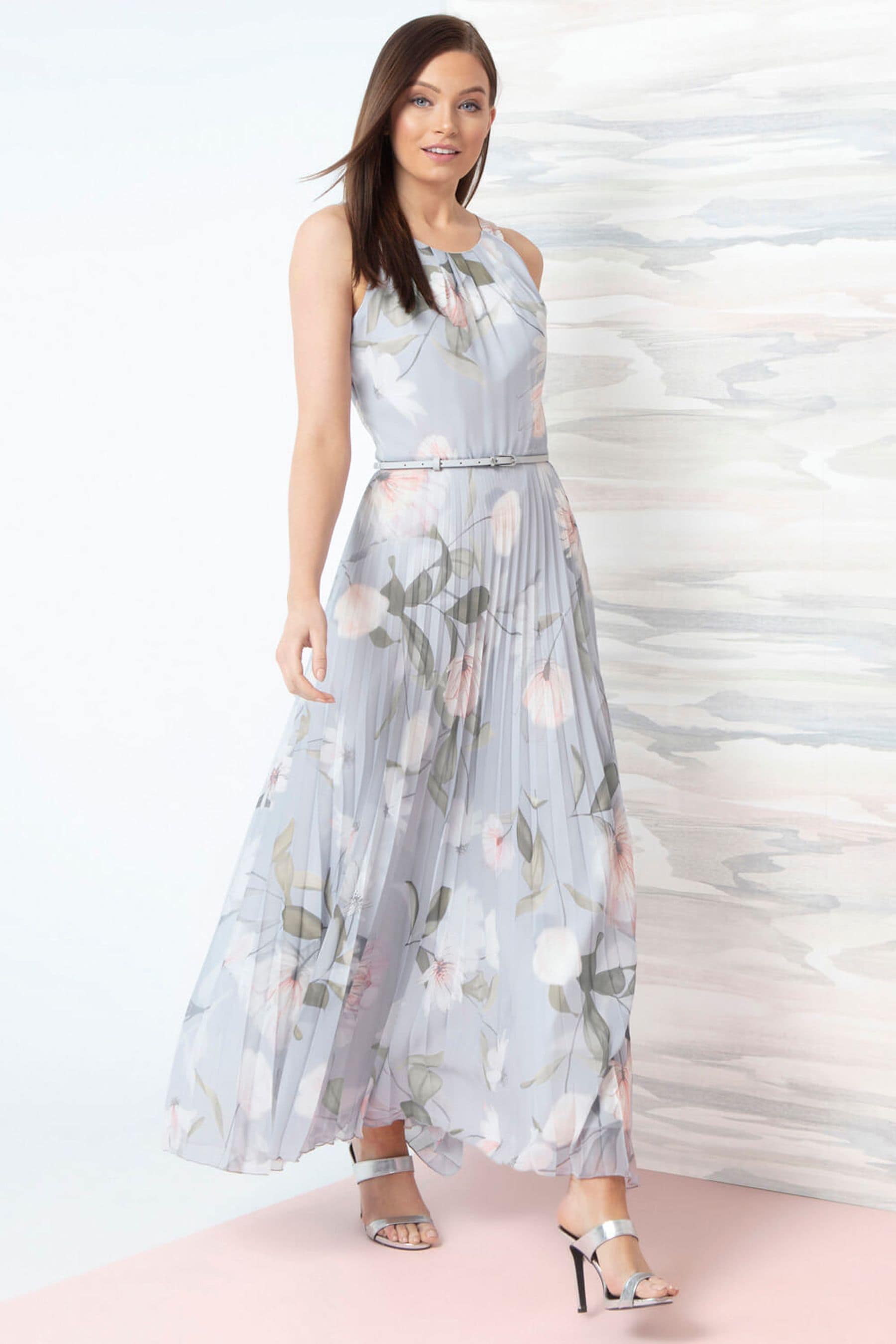 Buy Roman Grey Lace Top Overlay Pleated Midi Dress from the Next UK online shop