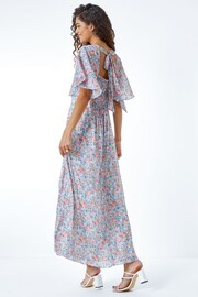 Roman Purple Ditsy Floral Print Angel Sleeve Maxi Dress - Image 2 of 5