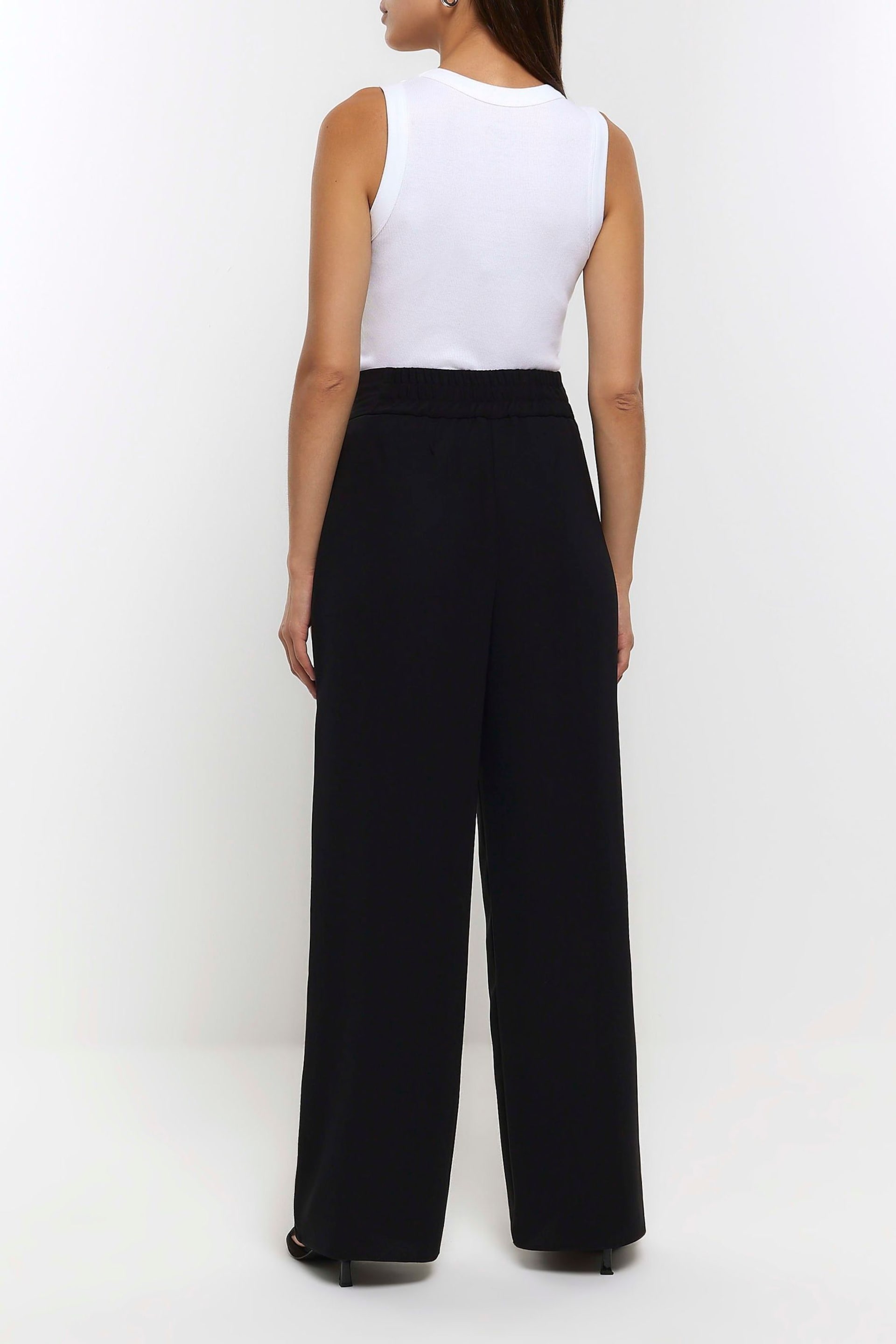 River Island Black Wide Leg Pleated Trousers - Image 2 of 5