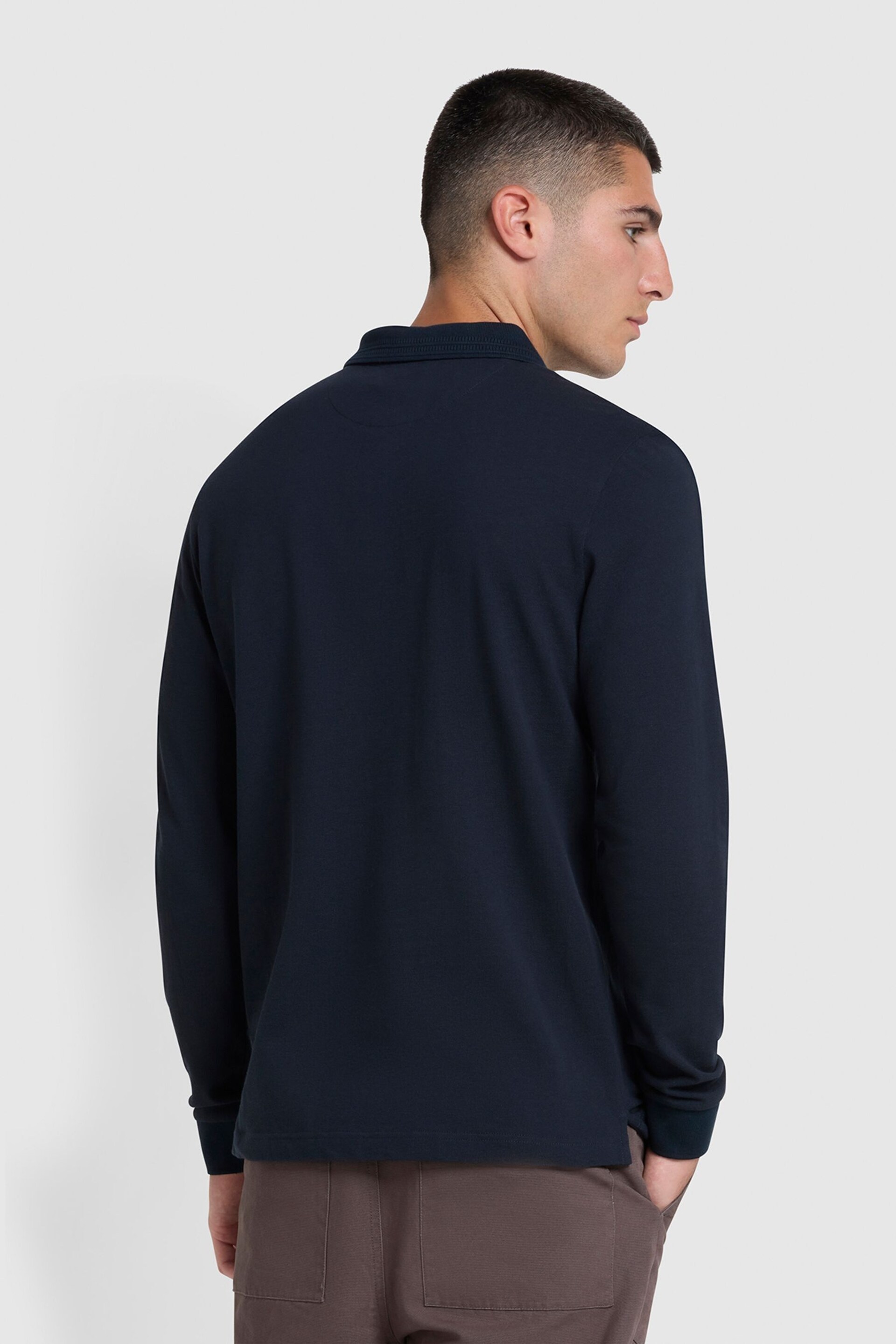 Farah Blue Drexler Long Sleeve Polo  Shirt - Image 2 of 5