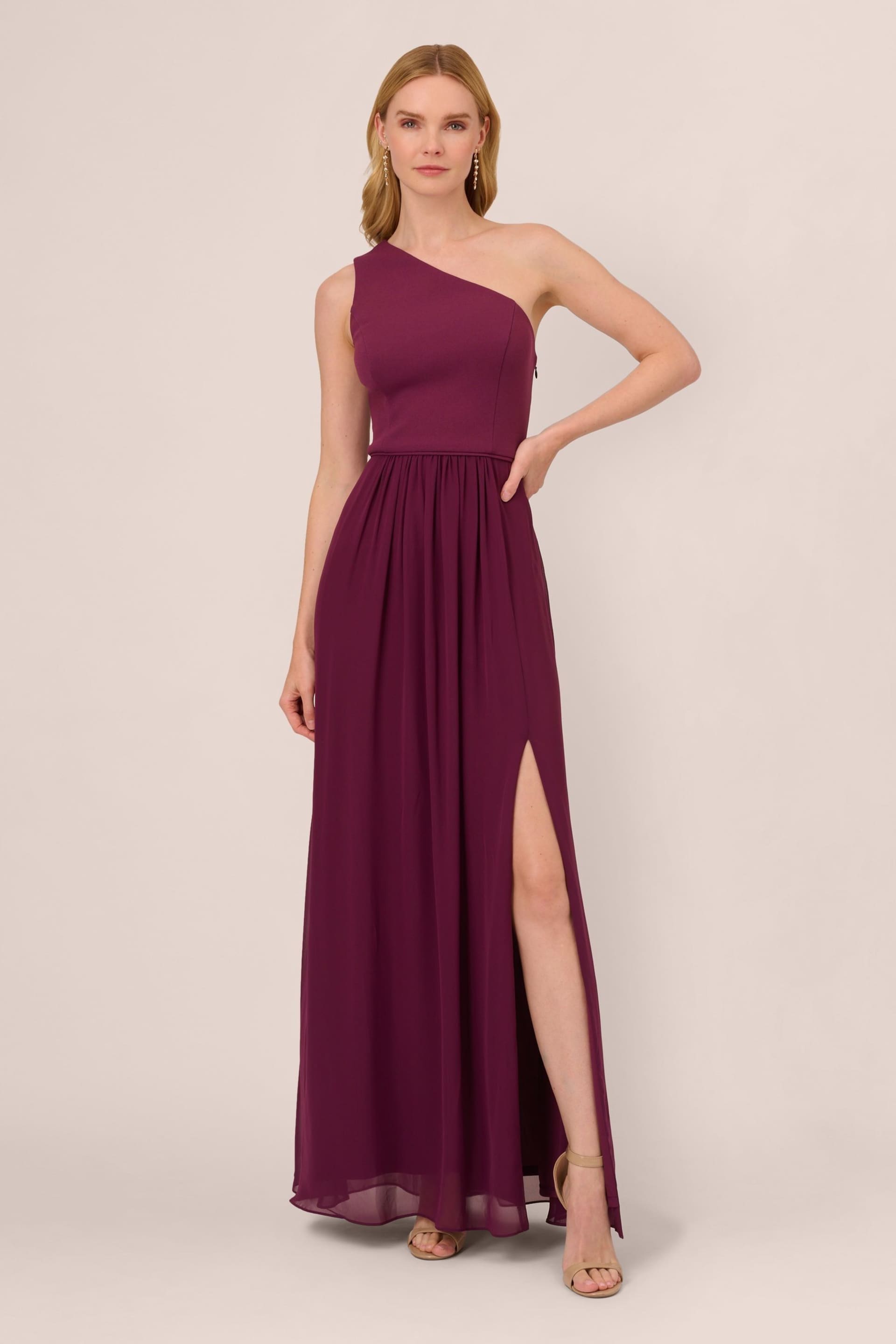 Adrianna Papell One Shoulder Chiffon Gown - Image 1 of 7