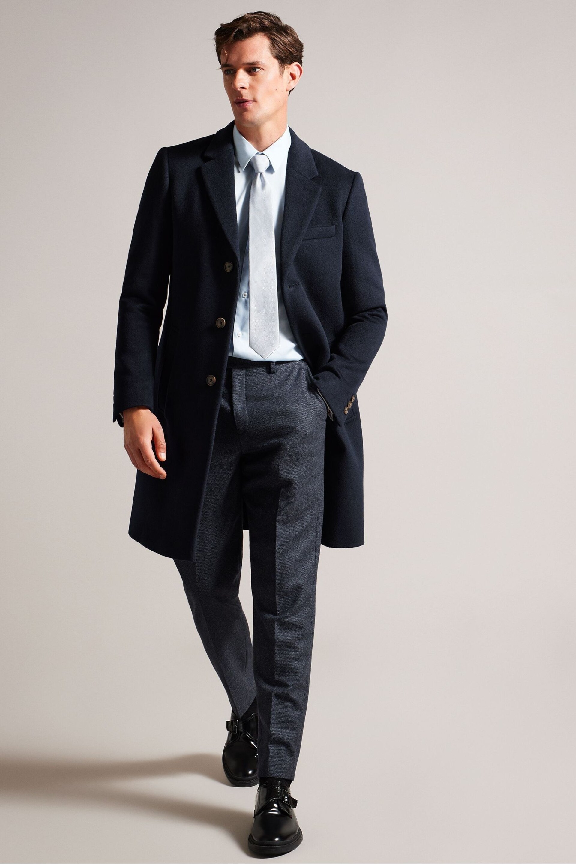 Ted Baker Blue Rueby Wool Blend City Coat - Image 3 of 6