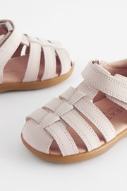 Stone Wide Fit (G) Baby Touch Fastening Leather First Walker Sandals - Image 5 of 6