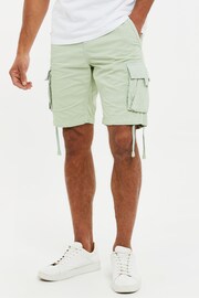 Threadbare Light Green Cotton Cargo Shorts - Image 1 of 4