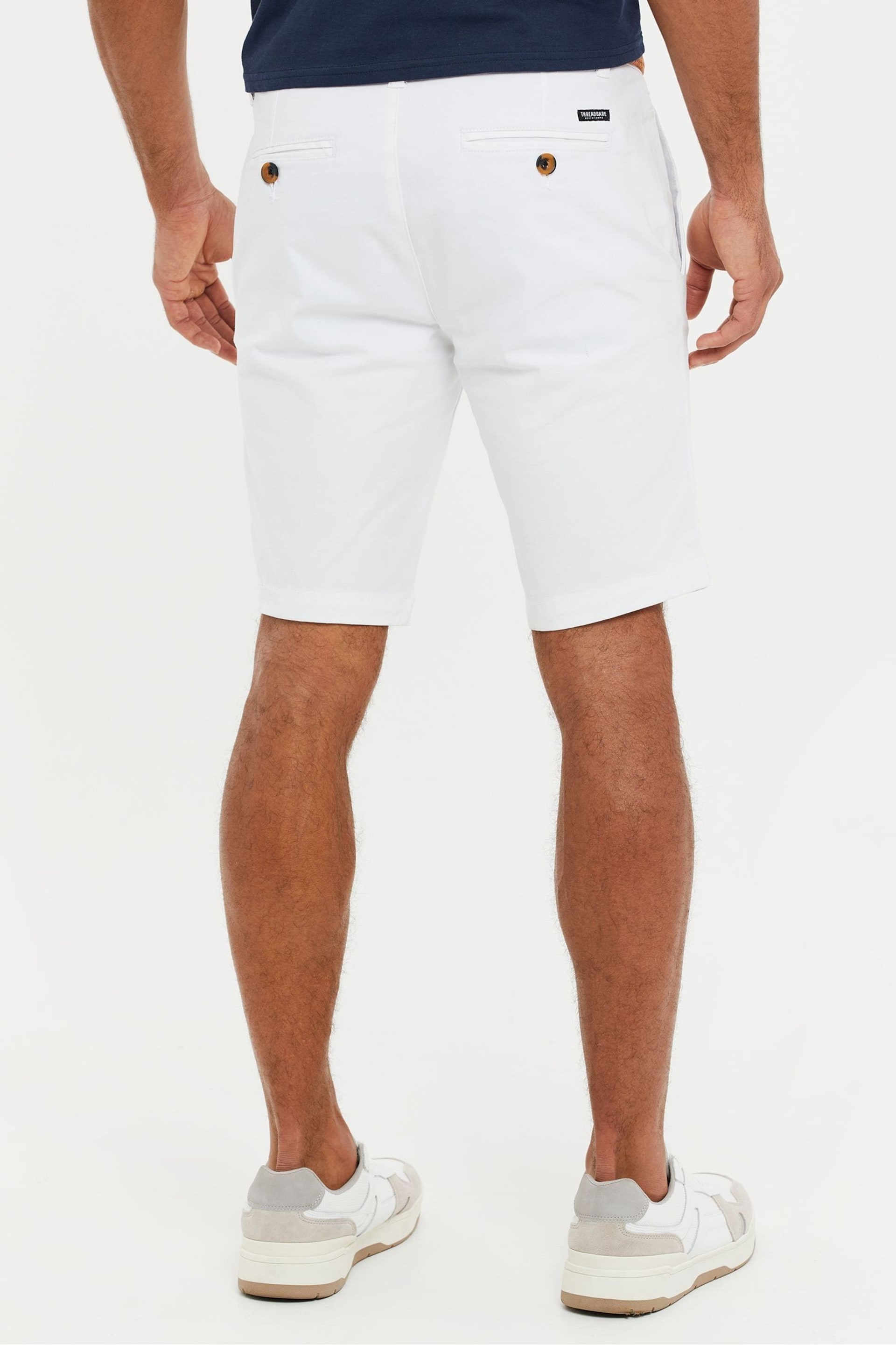 Threadbare White Cotton Stretch Turn-Up Chino Shorts with Woven Belt - Image 2 of 3
