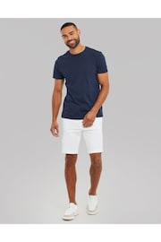 Threadbare White Cotton Stretch Turn-Up Chino Shorts with Woven Belt - Image 3 of 3