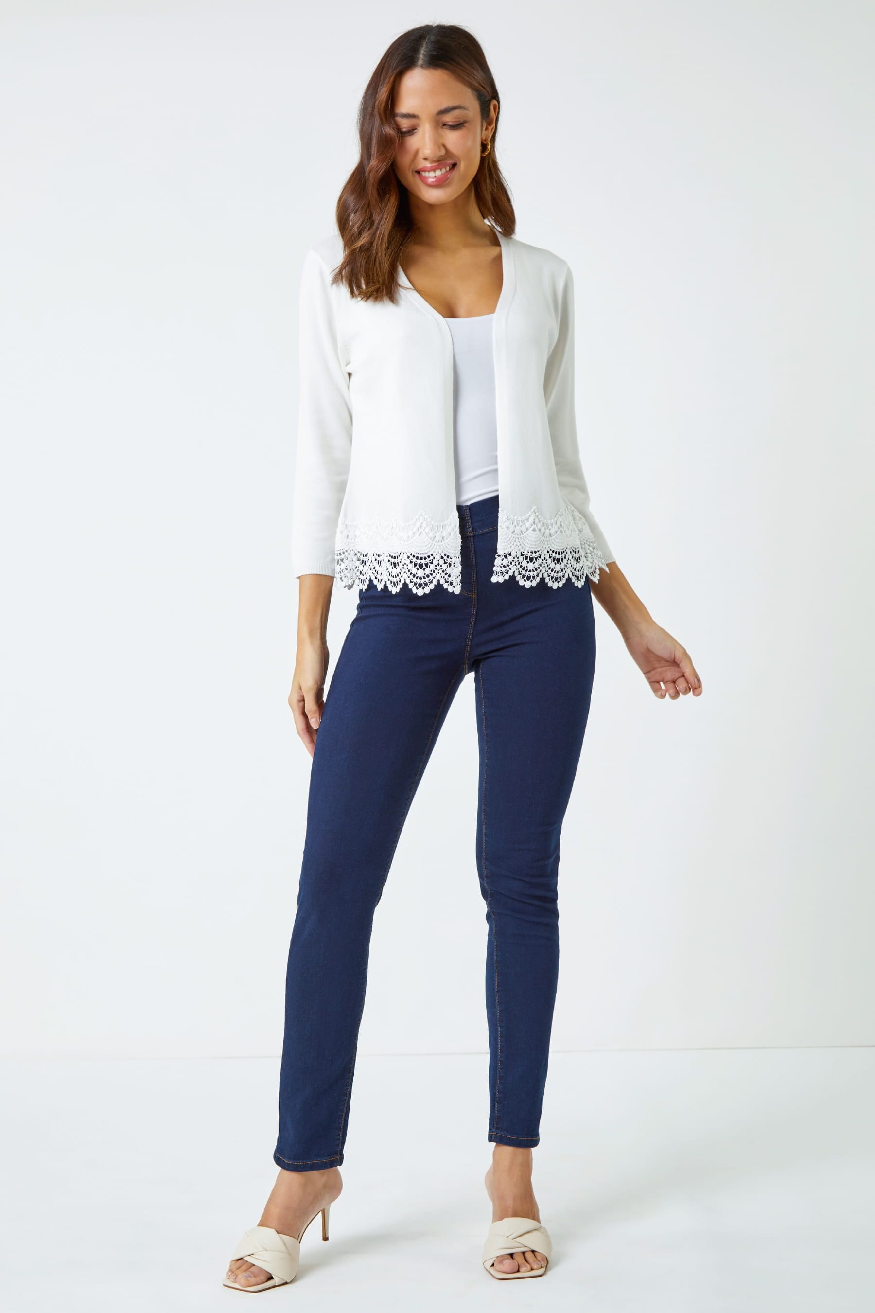 Scalloped lace shrug on sale
