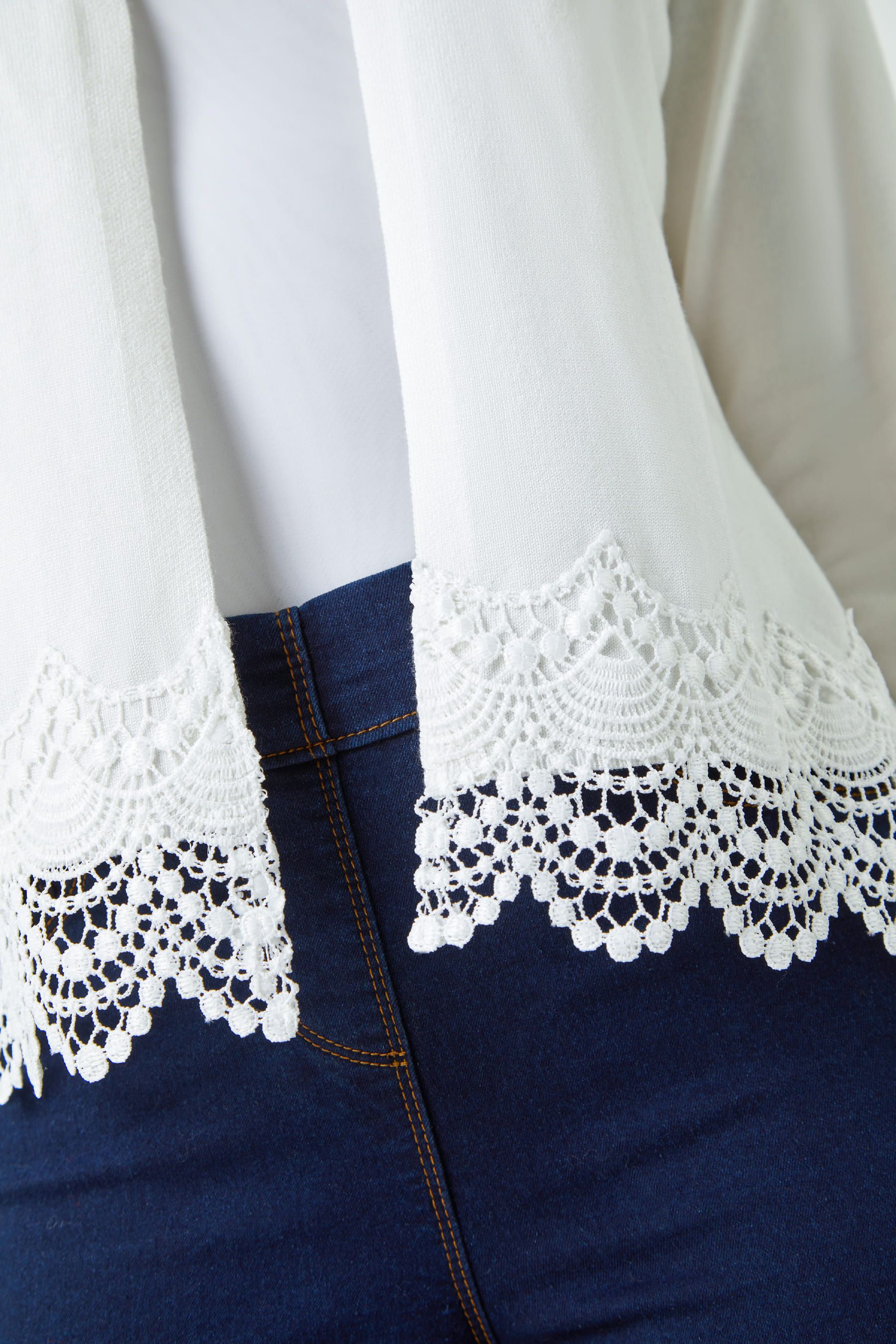 Buy Roman White Scalloped Lace Trim Knitted Shrug from the Next UK online shop
