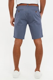 Threadbare Blue Cotton Stretch Turn-Up Chino Shorts with Woven Belt - Image 2 of 4
