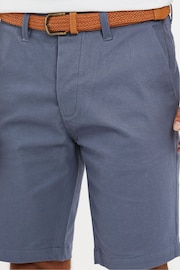 Threadbare Blue Cotton Stretch Turn-Up Chino Shorts with Woven Belt - Image 4 of 4