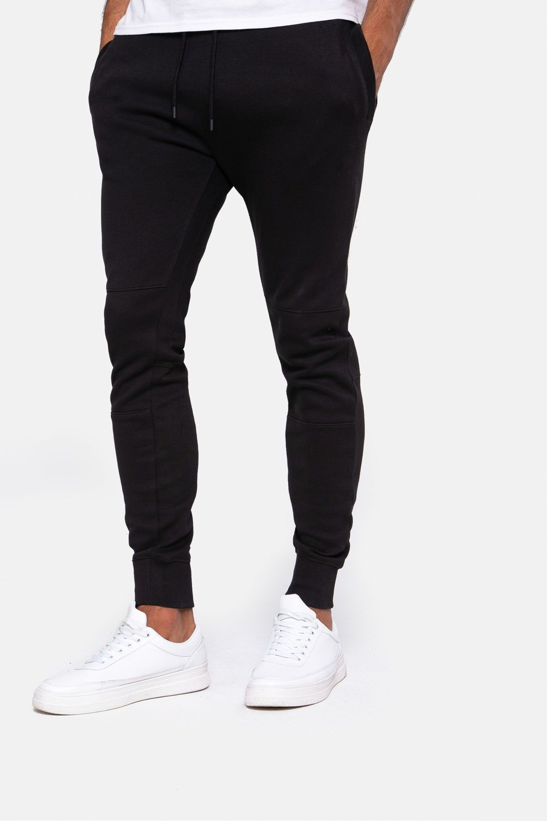 Threadbare Black Slim Fit Pique Joggers - Image 1 of 4