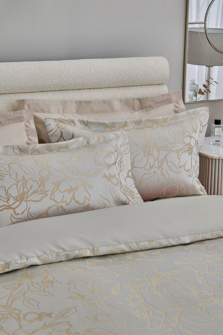 Lipsy Champagne Gold Paige Jacquard Duvet Cover and Pillowcase Set - Image 2 of 3