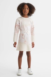 Reiss Pink Kendrix Junior Cotton Blend Drawstring Dress - Image 6 of 7