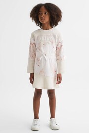 Reiss Pink Kendrix Teen Cotton Blend Drawstring Dress - Image 6 of 7
