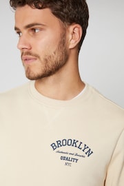 Threadbare Cream Boston Graphic Crew Neck Sweatshirt - Image 4 of 4