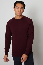 Threadbare Red Cotton Lightweight Crew Neck Knitted Jumper - Image 1 of 4