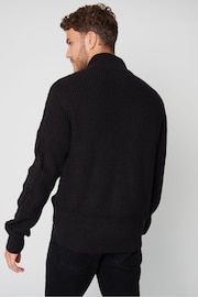 Threadbare Black Zip Through Cable Knit Cardigan - Image 2 of 4