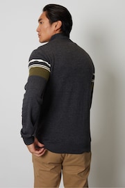 Threadbare Grey Stripe Quarter Zip Knitted 100% Cotton Jumper - Image 2 of 4