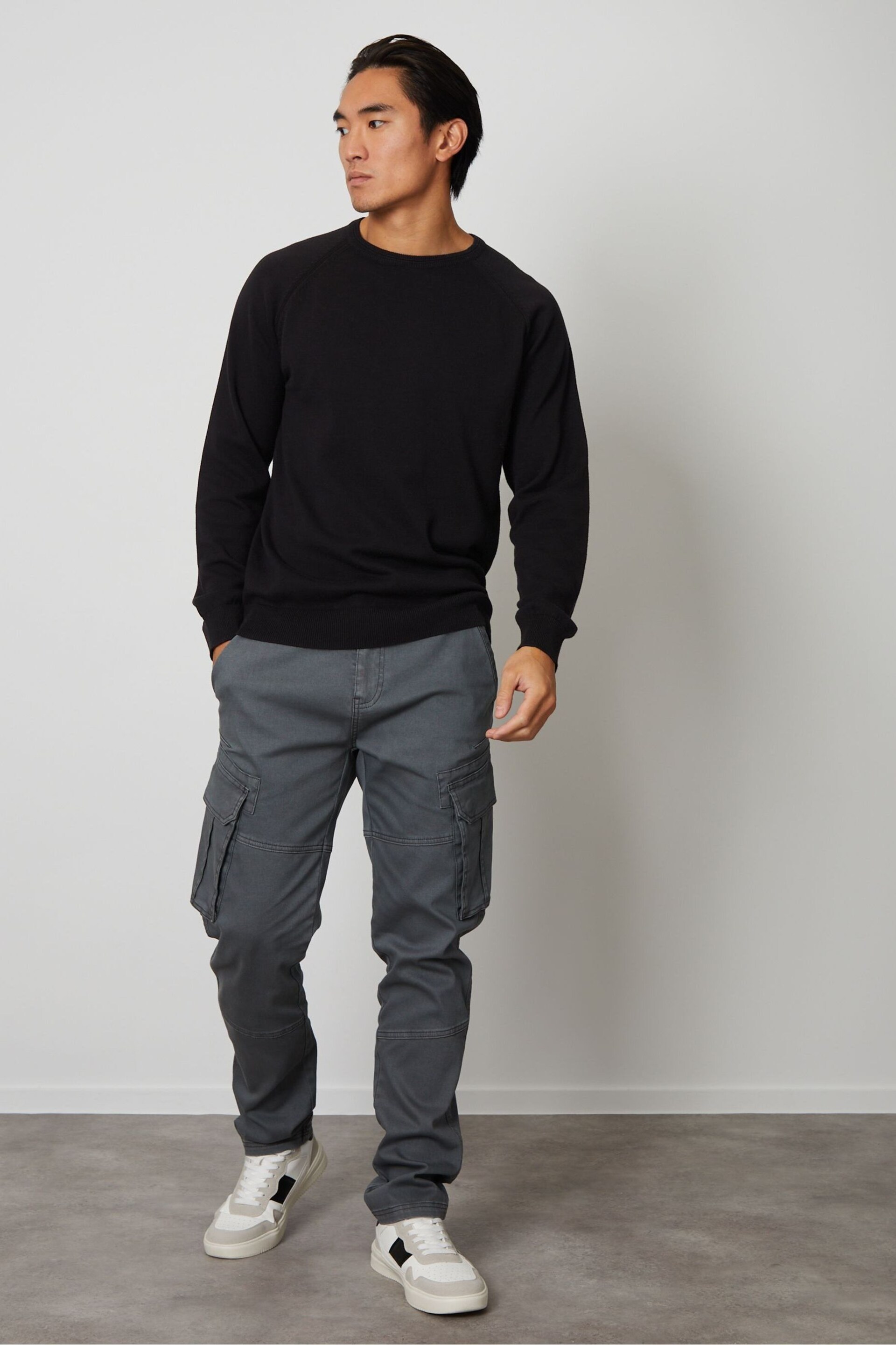 Threadbare Black Cotton Lightweight Crew Neck Knitted Jumper - Image 3 of 4