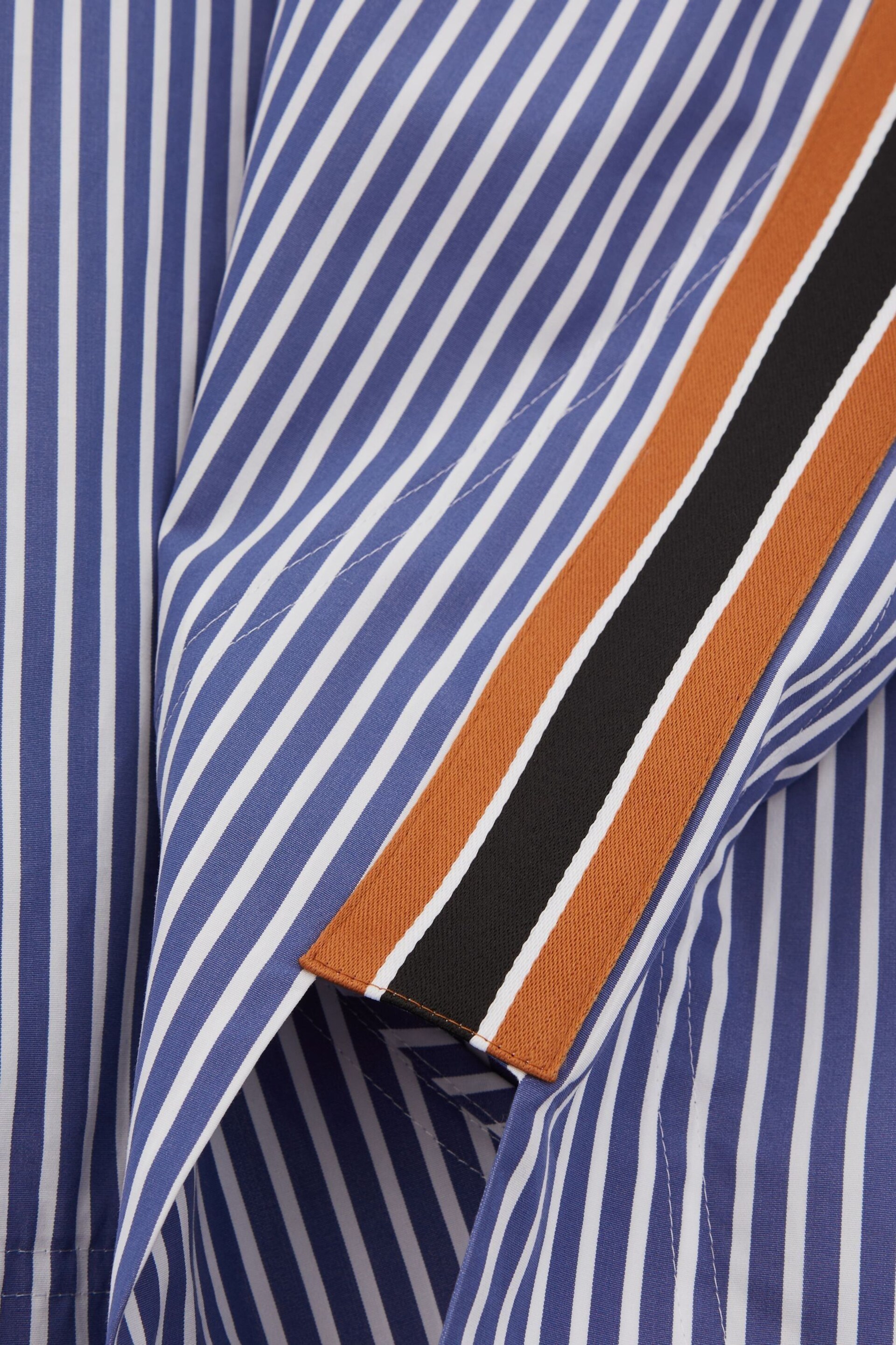Reiss Blue/White Danica Oversized Cotton Side Stripe Shirt - Image 5 of 6