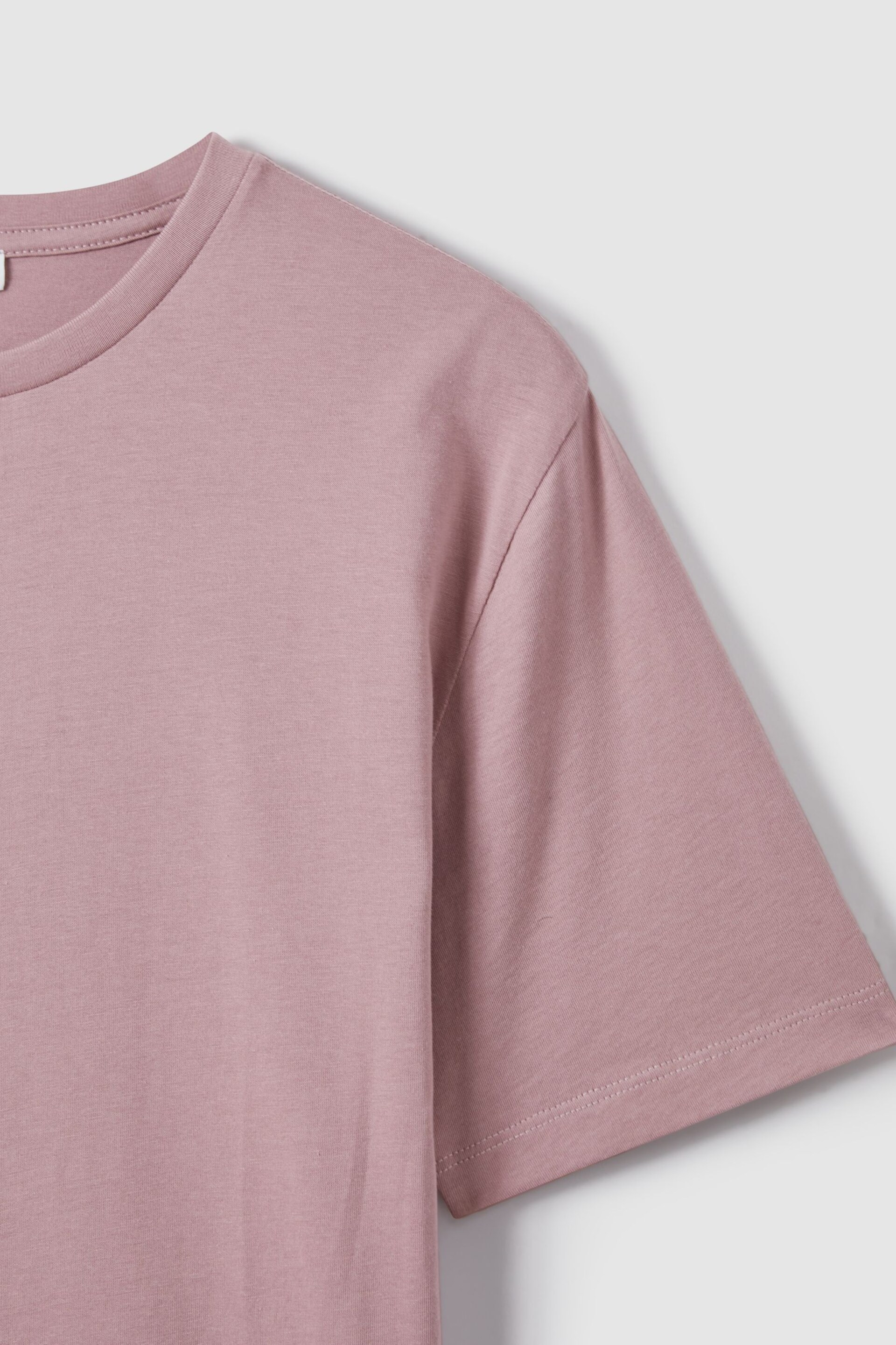 Reiss Dusty Rose Bless Cotton Crew Neck T-Shirt - Image 5 of 6