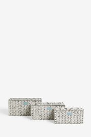 Grey Plastic Wicker Set of 3 Storage Basket - Image 4 of 6