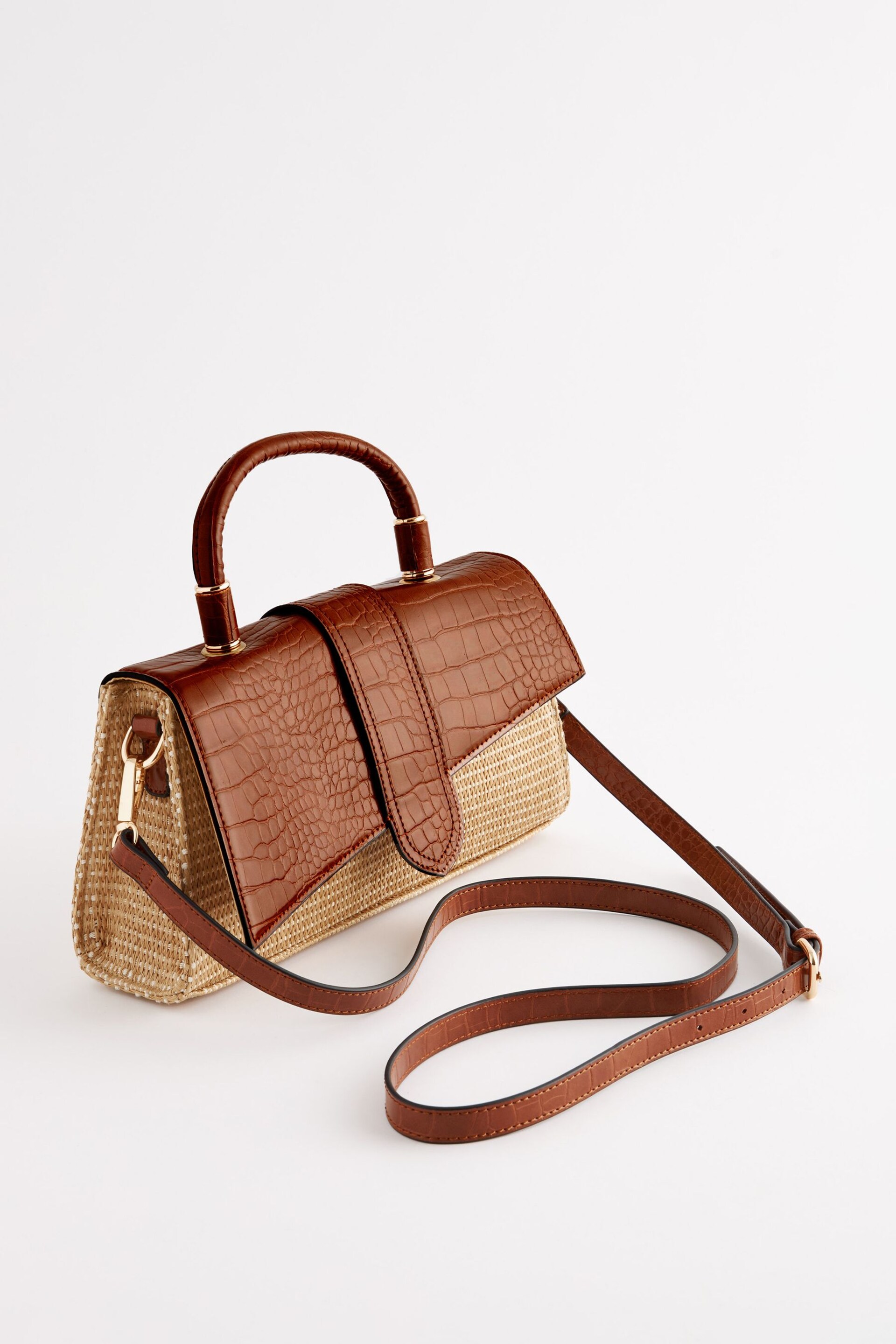 Tan Brown Raffia Cross-Body Bag - Image 4 of 8