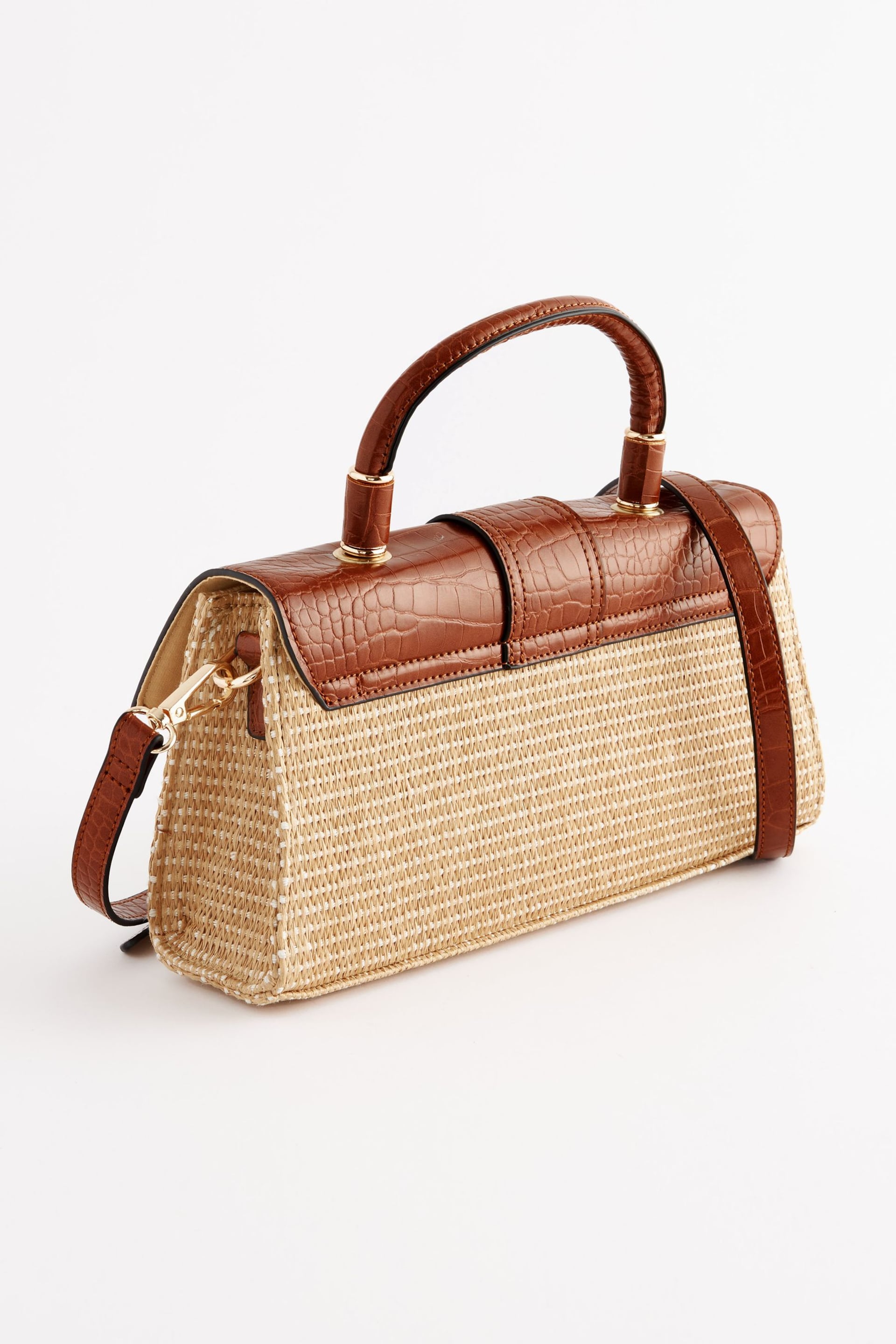 Tan Brown Raffia Cross-Body Bag - Image 5 of 8