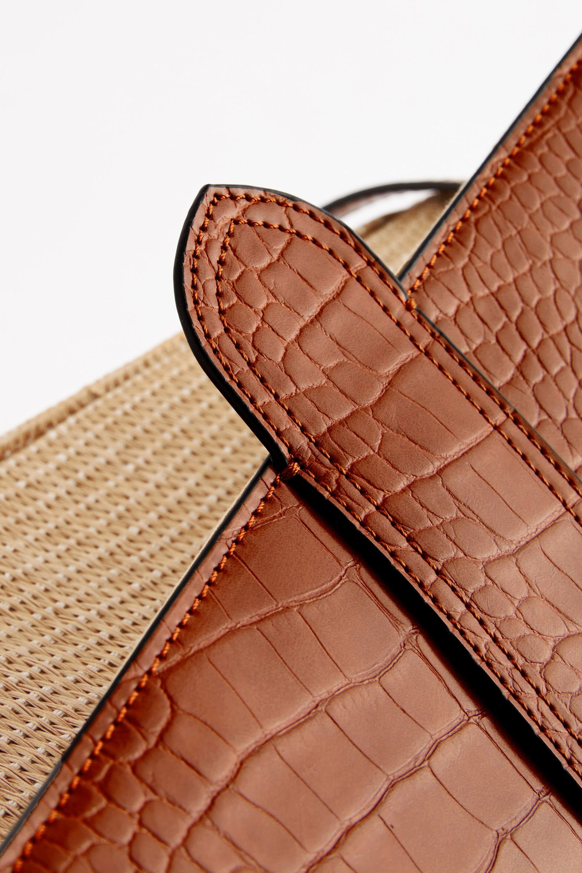 Tan Brown Raffia Cross-Body Bag - Image 7 of 8