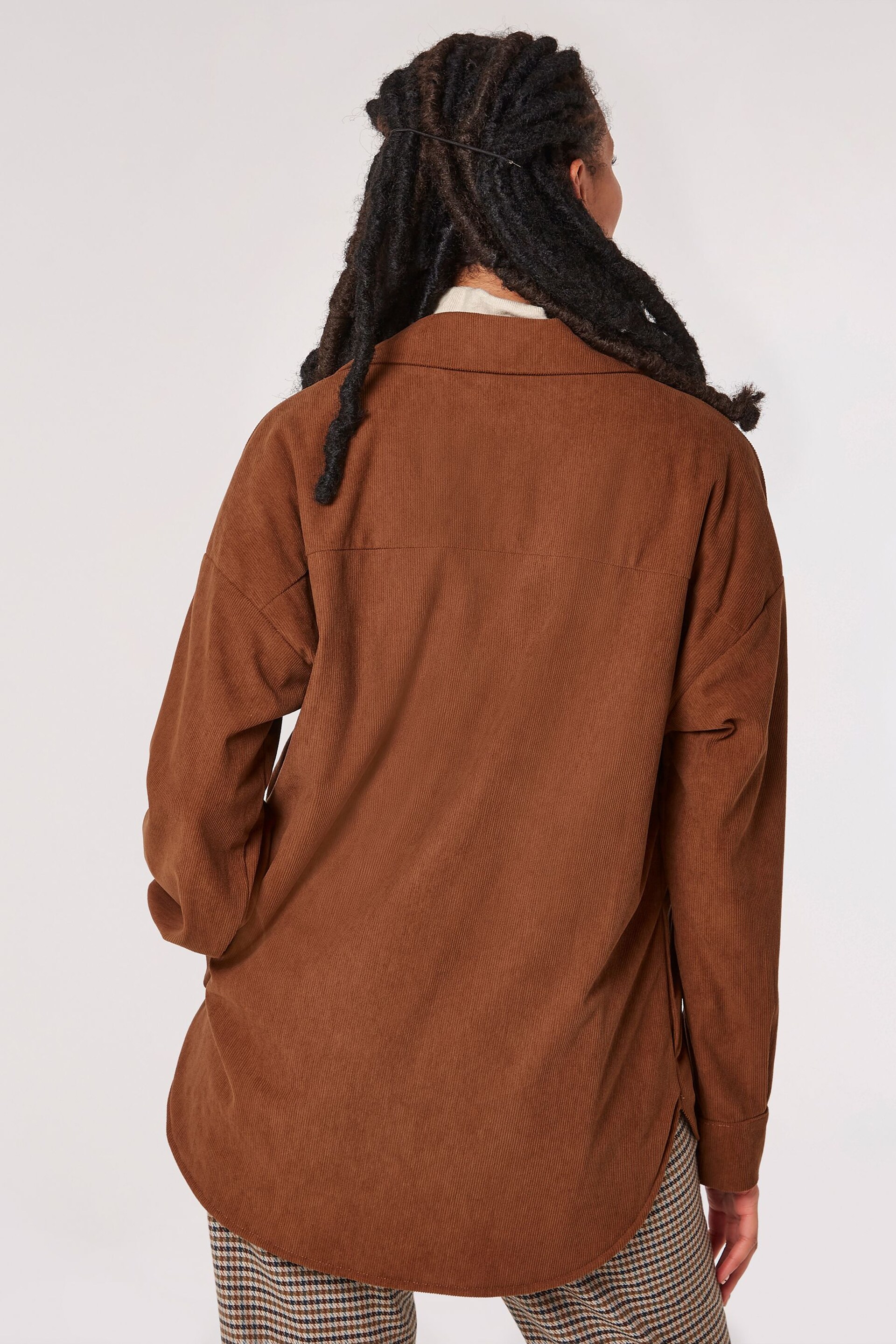 Apricot Red Cord Sherpa Longline Shirt - Image 2 of 5