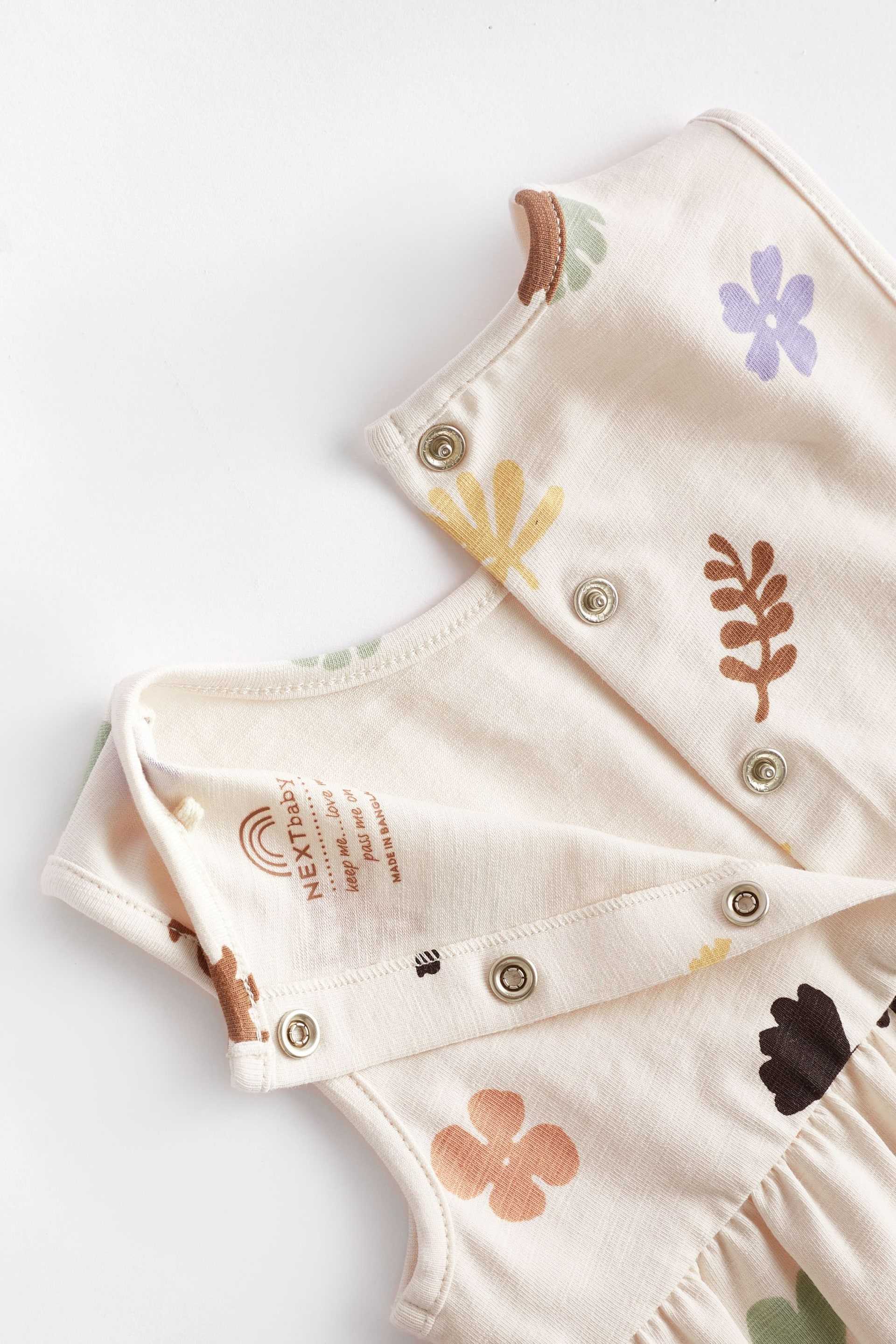 Teal Blue/ Pink/ Whire Seaside Print Baby Vest Rompers 3 Pack - Image 14 of 16