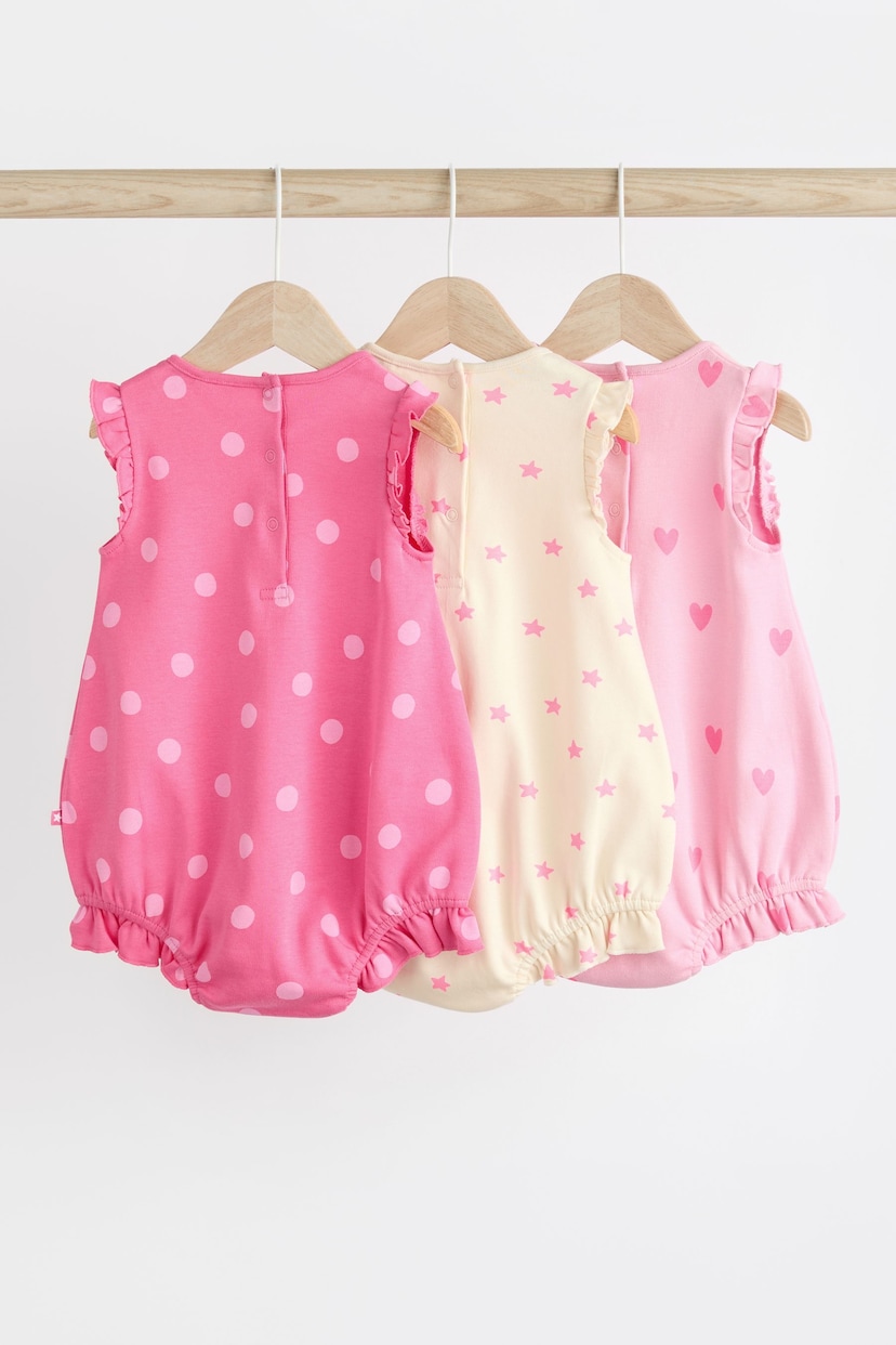Pink/White Heart Baby Bloomer Rompers 3 Pack - Image 5 of 11