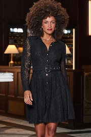 Sosandar Black Lace Shirt Dress - Image 3 of 5