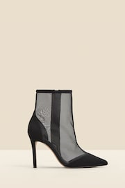 Sosandar Black Suede Stiletto With Mesh Panel Ankle Boots - Image 1 of 4