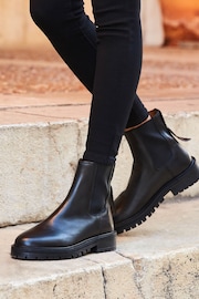 Sosandar Black Chunky Sole Leather Chelsea Boot - Image 4 of 5