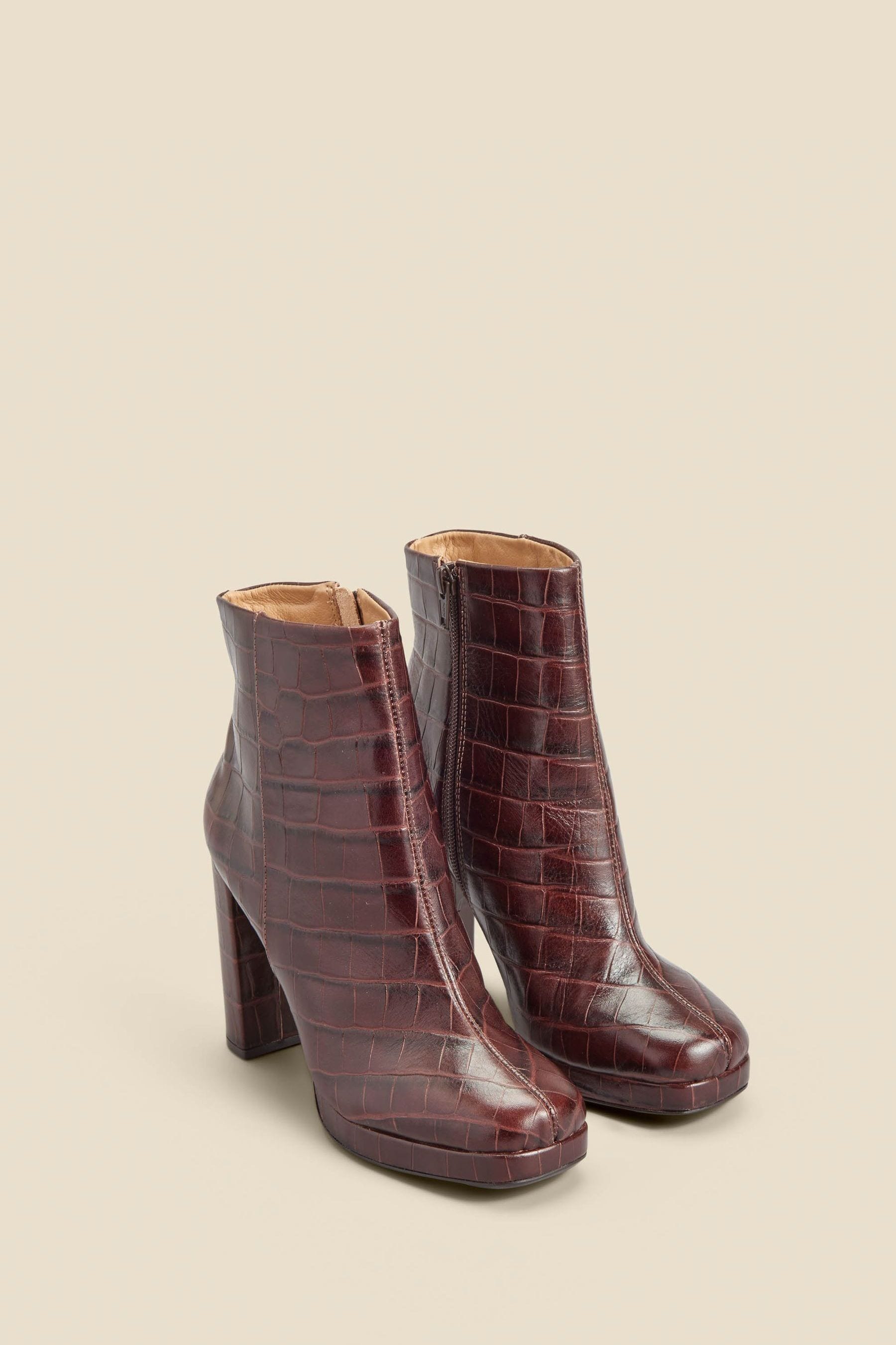 Brown crocodile booties discount