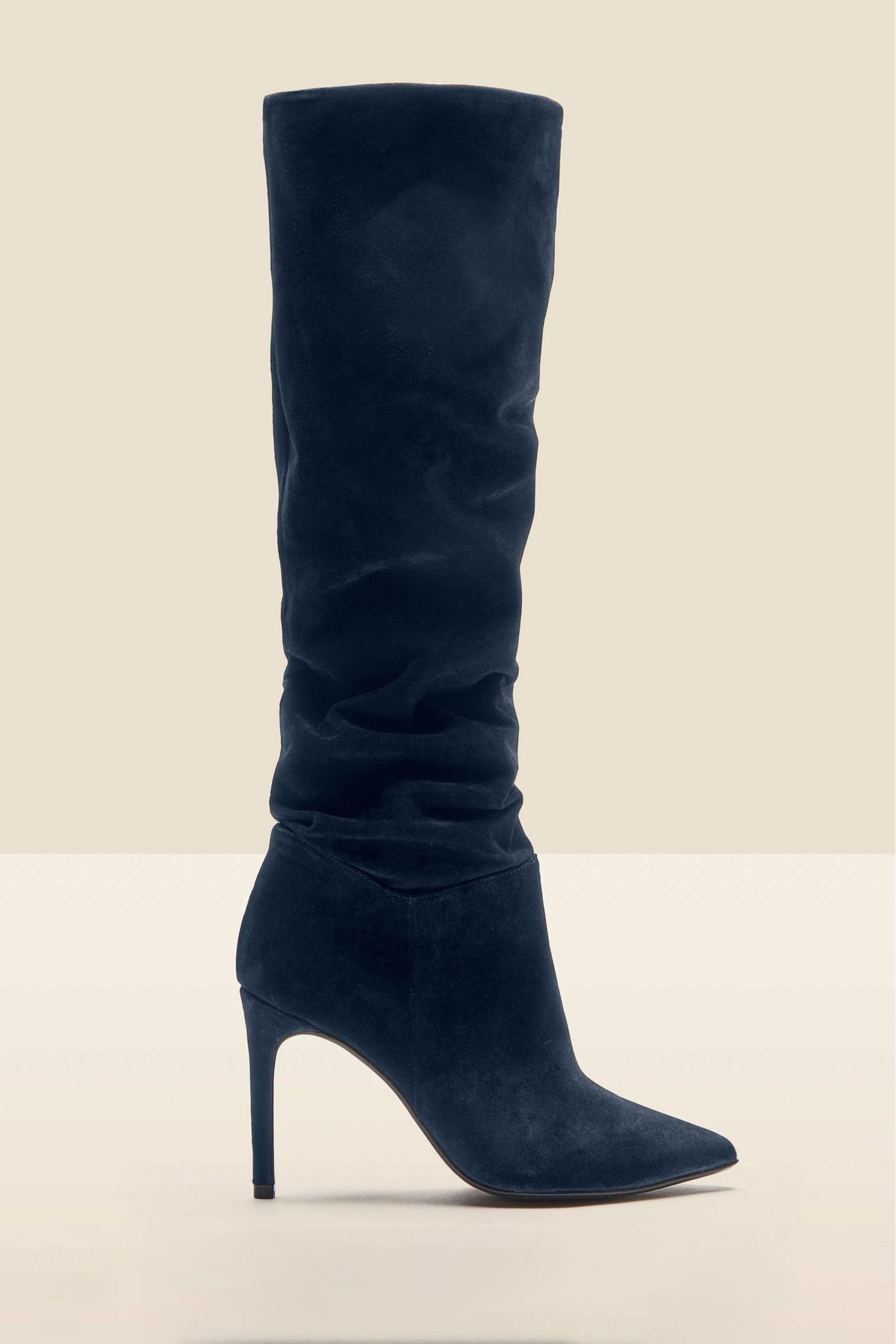 Navy blue slouch boots new arrivals