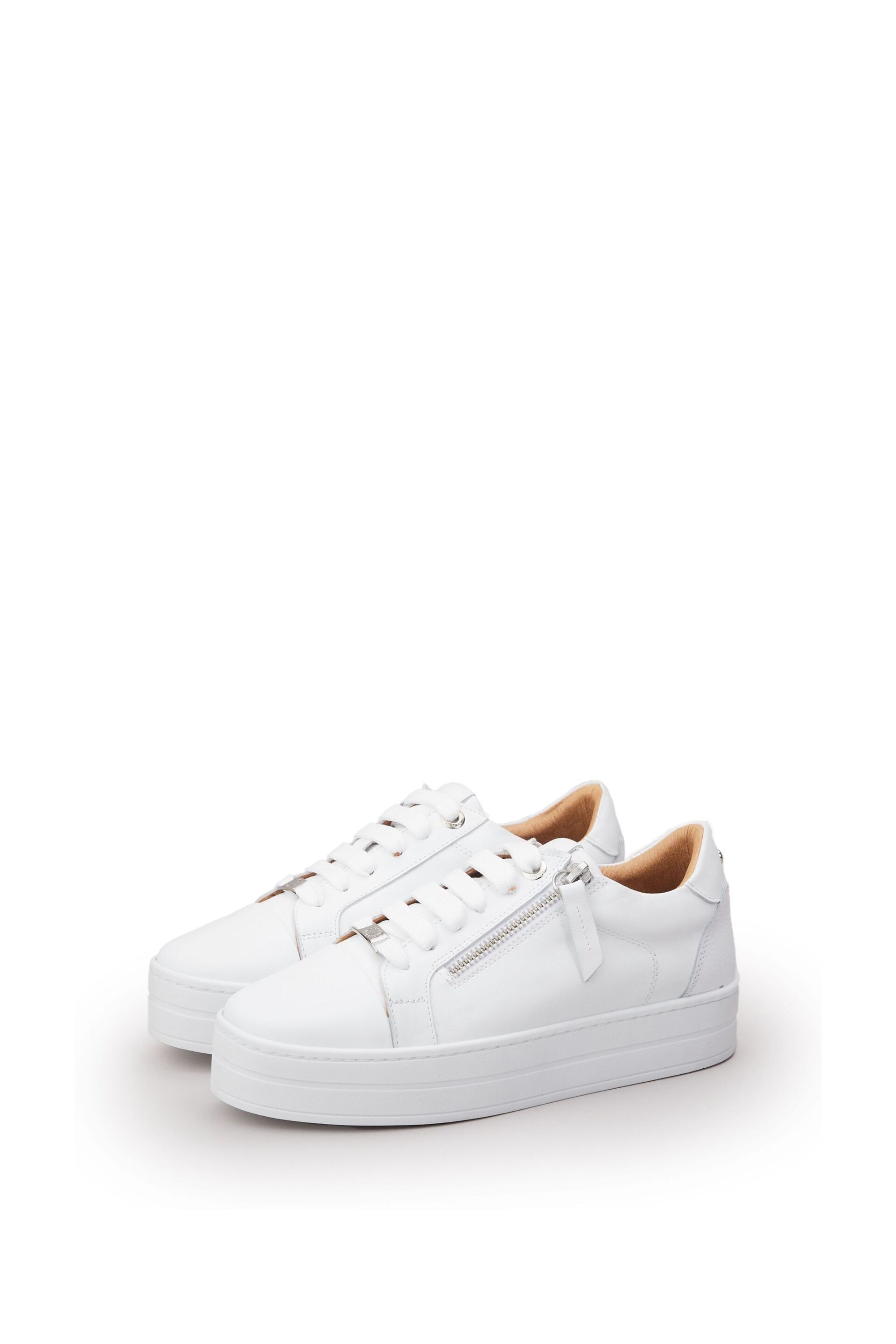 Moda In Pelle Abbiy Chunky Slab Sole Side Zip Lace Up Trainers - Image 2 of 4