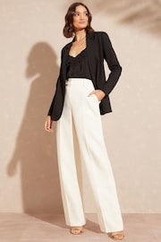 Love & Roses Ivory White High Waist Wide Leg Tailored Trousers - Image 4 of 4