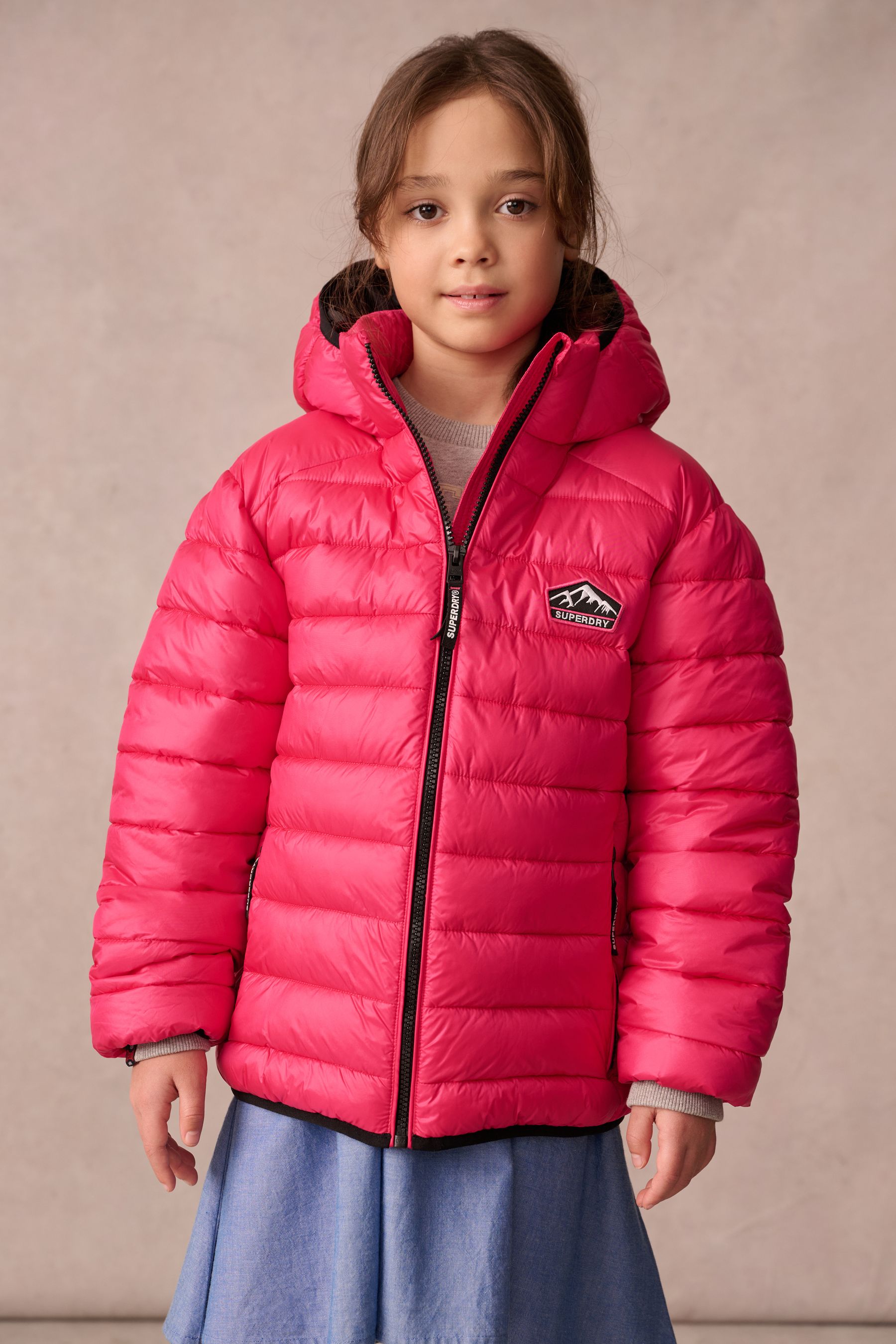 Pink superdry coat cheap