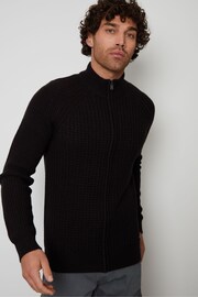 Threadbare Black Zip Through Cardigan With Wool - Image 1 of 4