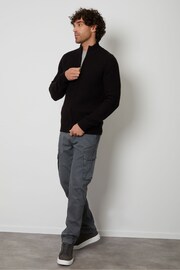 Threadbare Black Zip Through Cardigan With Wool - Image 3 of 4